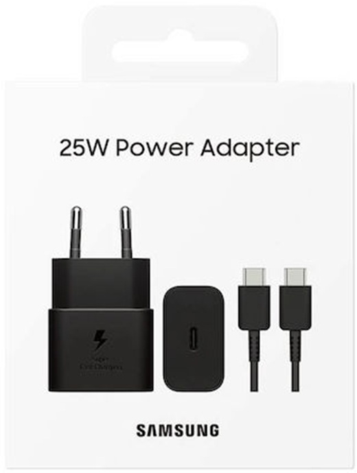 SAMSUNG POWER ADAPTER 25W LOW STANDBY USB-C CABLE (3A/1m) EP-T2510 BLACK EU