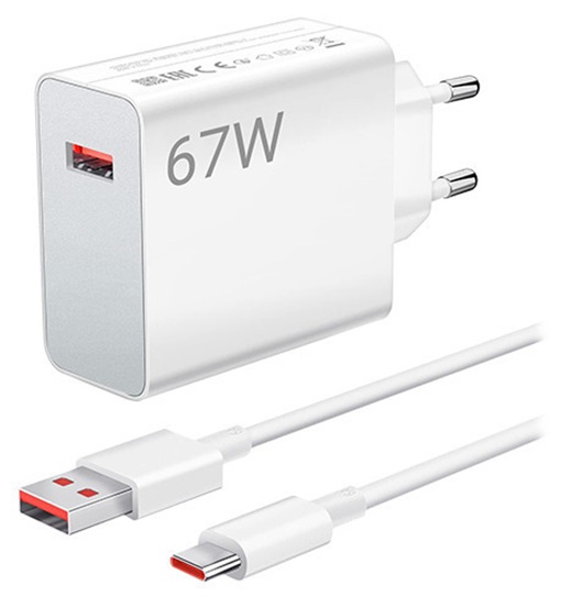 Xiaomi Φορτιστής με Θύρα USB-A και Καλώδιο USB-C 67W Power Delivery White (HyperCharge Combo BHR9465EU)